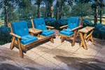 Wood patio funiture set with matching sofa, chair and table 