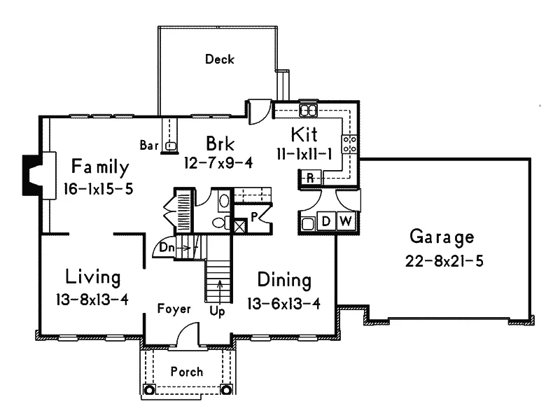 Traditional Home Plan First Floor 001D-0017
