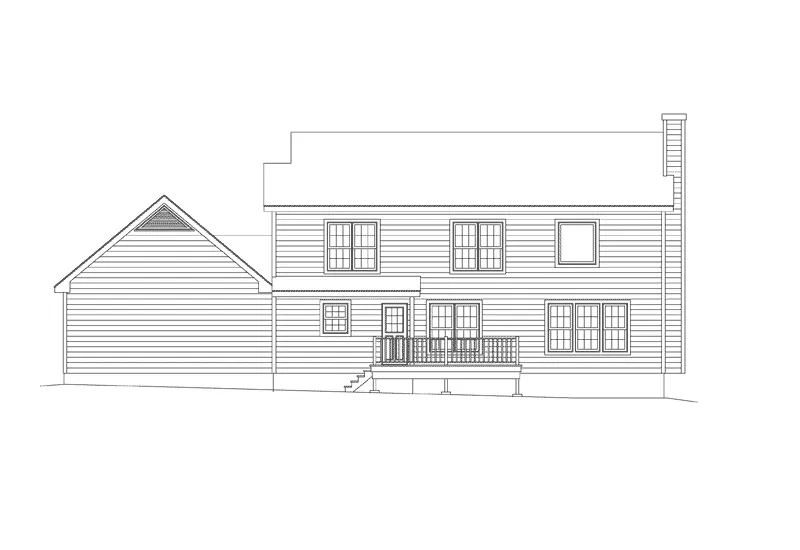 Colonial House Plan Rear Elevation - Colonial Style House | Traditional Colonial House Plan