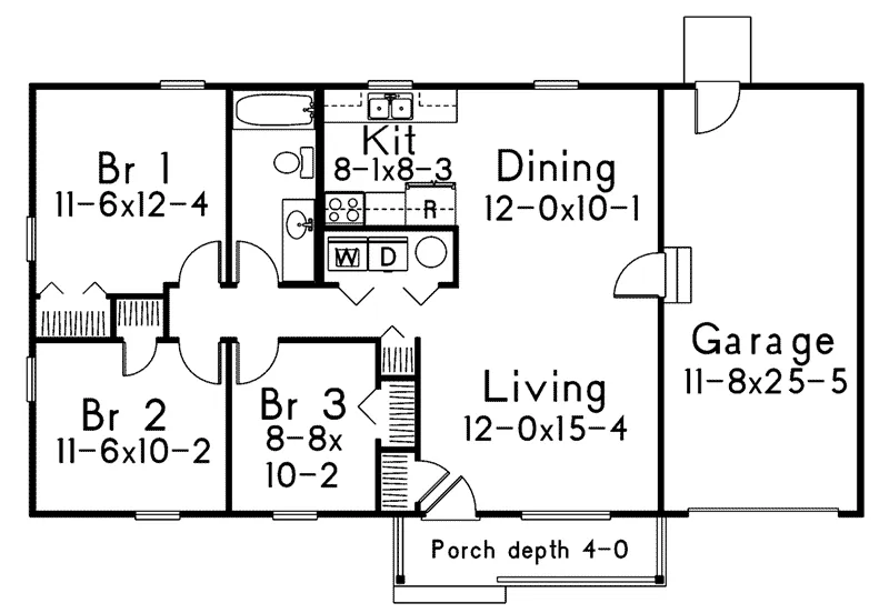 Traditional House Plan Optional Basement - Pineview Ranch Home 001D-0018 - Shop House Plans and More