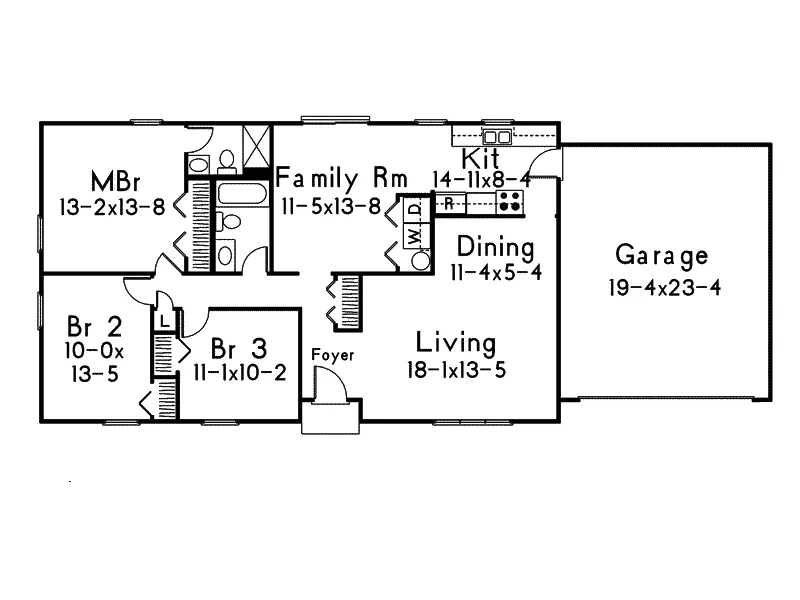 Ranch House Plan First Floor - Crawford Ranch Home 001D-0023 - Search House Plans and More