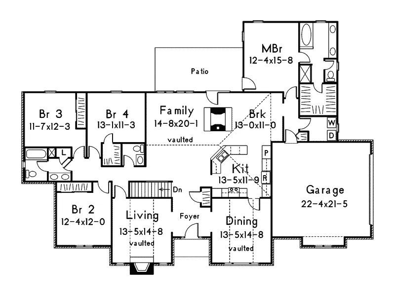 Ranch House Plan First Floor - Royalton Traditional Home 001D-0032 - Shop House Plans and More