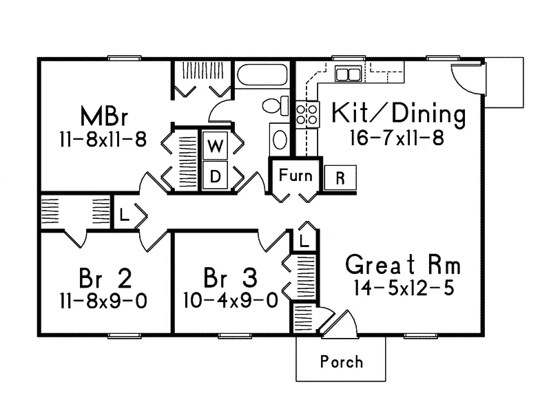 Traditional House Plan First Floor - Grass Roots I Ranch Home 001D-0041 - Search House Plans and More