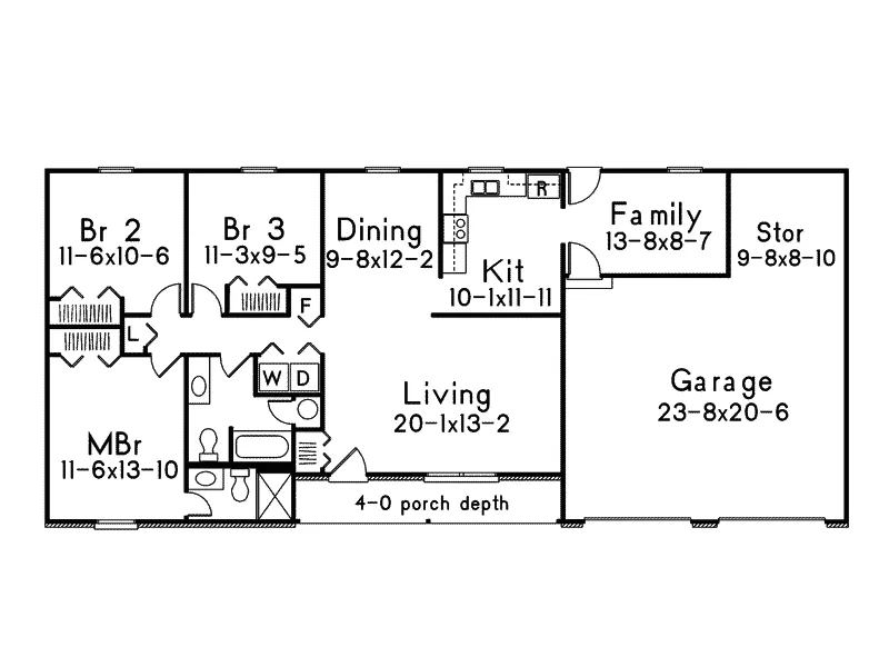 Ranch House Plan First Floor - Hy-Style I Ranch Home 001D-0046 - Search House Plans and More
