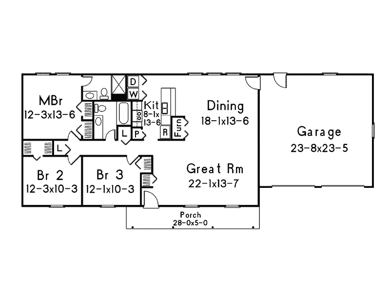 Country House Plan First Floor - Squire II Country Ranch Home 001D-0049 - Shop House Plans and More