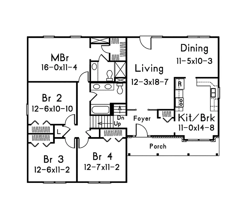 Traditional House Plan First Floor - Summit Split-Level Home 001D-0054 - Shop House Plans and More