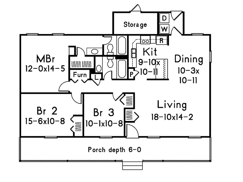 Cabin & Cottage House Plan First Floor - Delta Queen II Country Home 001D-0068 - Search House Plans and More
