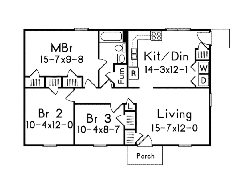 Ranch House Plan First Floor - Oakland Small Home 001D-0089 - Shop House Plans and More