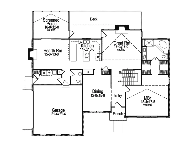 Traditional Home Plan First Floor 007D-0001