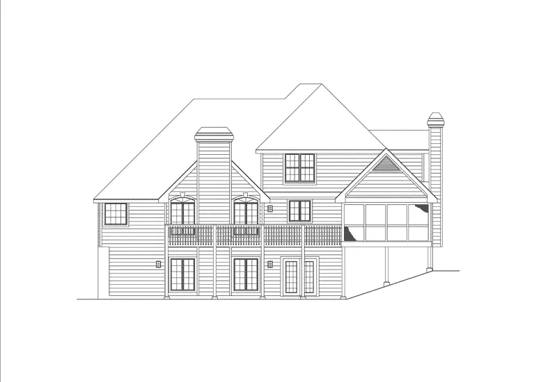 Traditional House Plan Rear Elevation - Osborne Traditional Home 007D-0001 - Shop House Plans and More