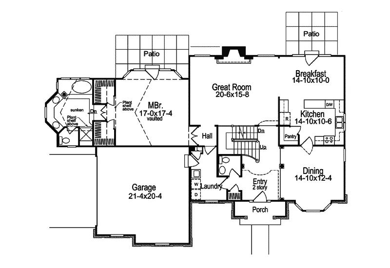 Traditional House Plan First Floor - Vandemark Traditional Home 007D-0006 - Shop House Plans and More