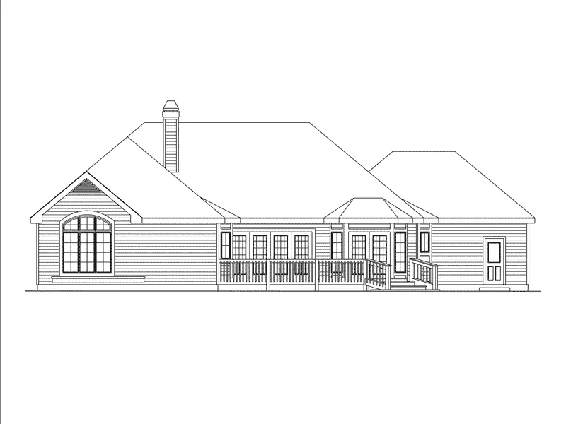 Traditional House Plan Rear Elevation - Westport Cape Cod Ranch Home 007D-0008 - Shop House Plans and More