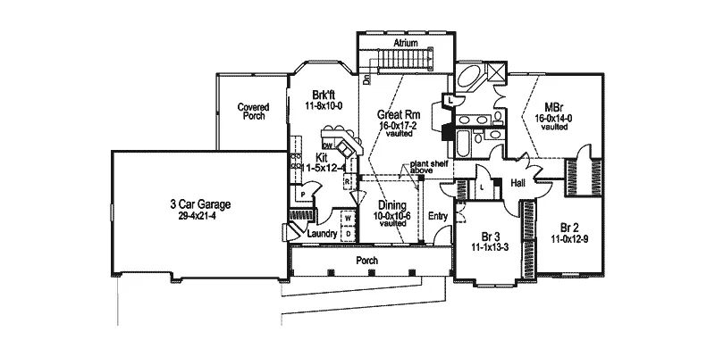 Ranch House Plan First Floor - Foxbury Atrium Ranch Lovely Home 007D-0010 - Search House Plans and More