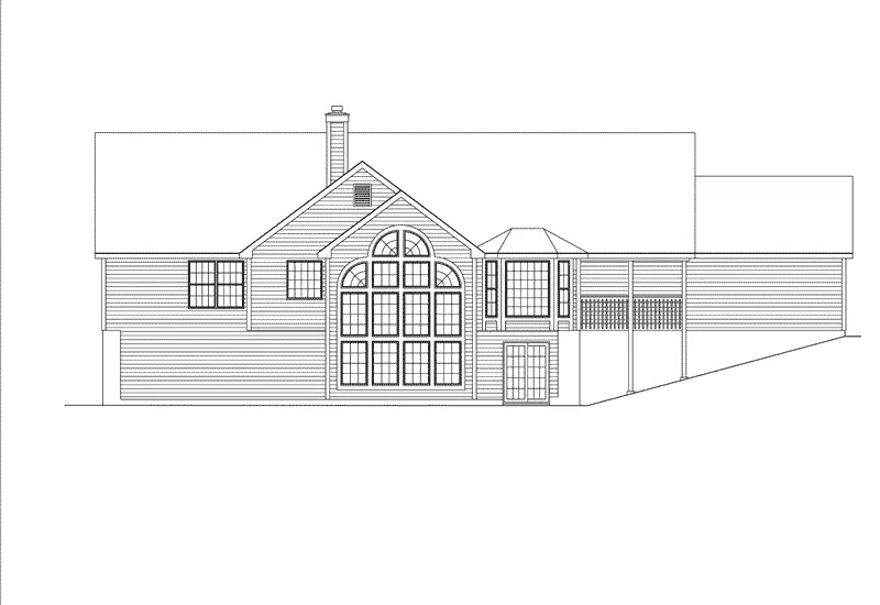 Ranch House Plan Rear Elevation - Foxbury Atrium Ranch Lovely Home 007D-0010 - Search House Plans and More