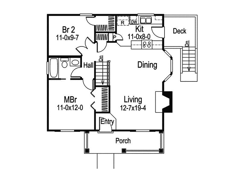 Mountain House Plan First Floor - Woodsmill Vacation Cabin Home 007D-0042 - Shop House Plans and More