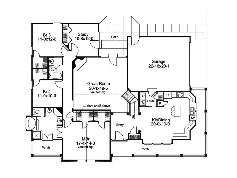 Bungalow House Plan First Floor - Summerset Country Home 007D-0055 - Shop House Plans and More