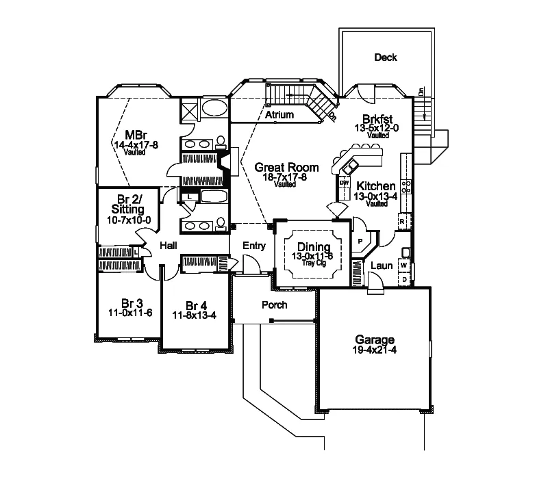 Country House Plan First Floor - Roxbury Ranch Home 007D-0065 - Shop House Plans and More