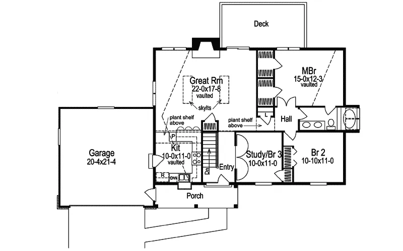 Ranch House Plan First Floor - Countryfield Ranch Home 007D-0081 - Search House Plans and More