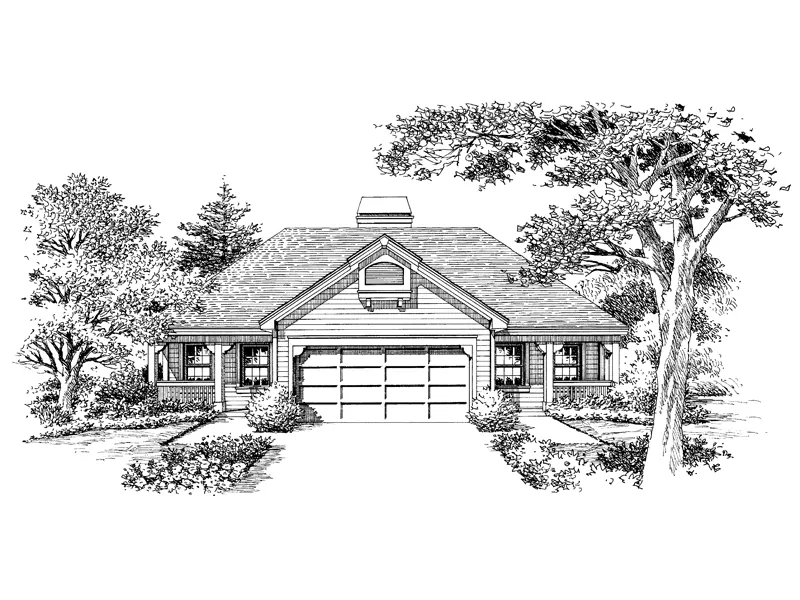Country House Plan Front Image of House - Cottage Grove Duplex Home 007D-0095 - Search House Plans and More