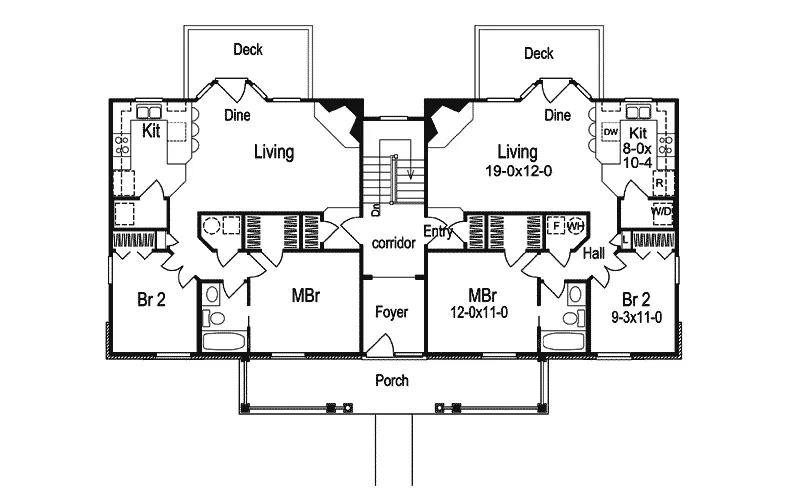 Rustic House Plan First Floor - Shadywood Manor Fourplex Home 007D-0096 - Shop House Plans and More