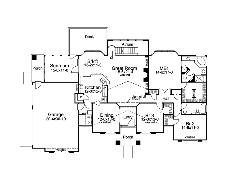Florida House Plan First Floor - Tampa Bay Atrium Ranch Home 007D-0098 - Shop House Plans and More