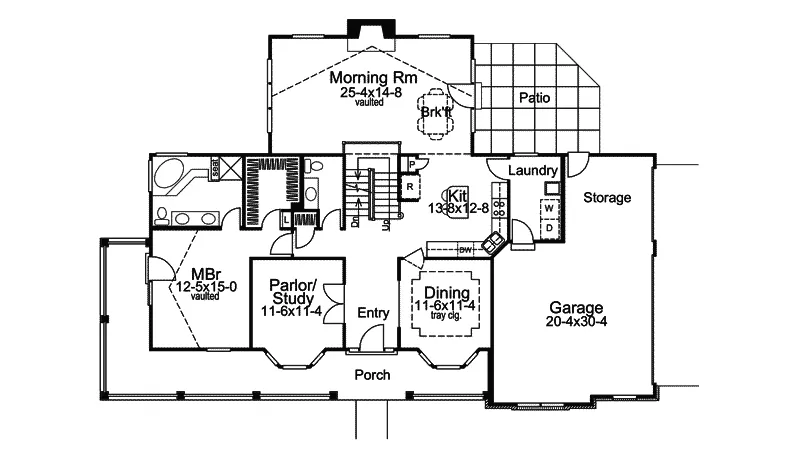 Colonial House Plan First Floor - Country Gables Farmhouse 007D-0100 - Search House Plans and More