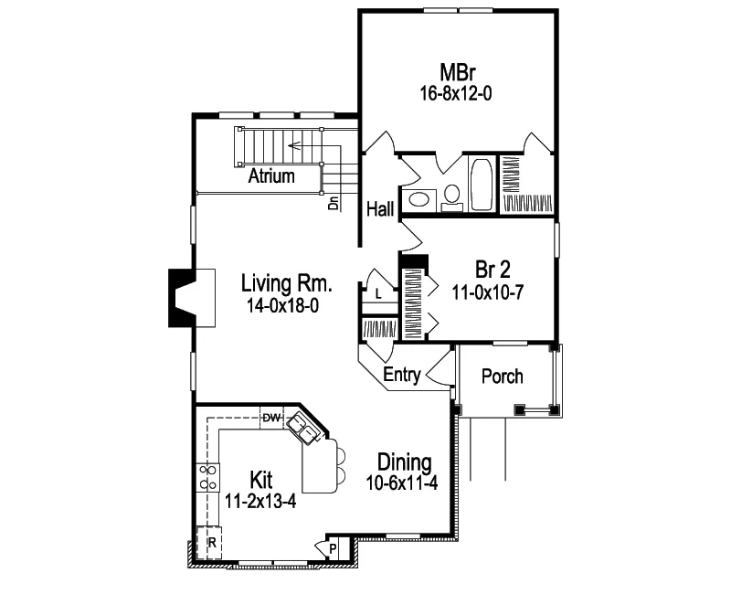 Cabin & Cottage House Plan First Floor - Thornberry Sloping Lot Home 007D-0106 - Shop House Plans and More