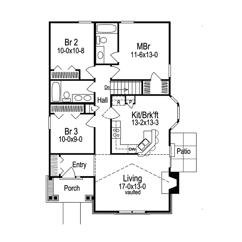 Craftsman House Plan First Floor - Foxport Ranch Home 007D-0107 - Search House Plans and More