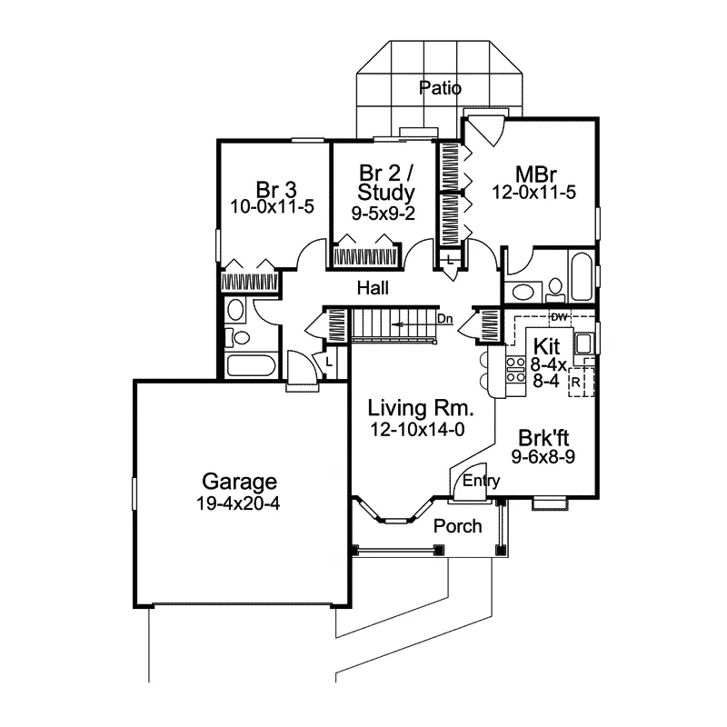 Cabin & Cottage House Plan First Floor - Ridgewood Ranch Home 007D-0112 - Shop House Plans and More