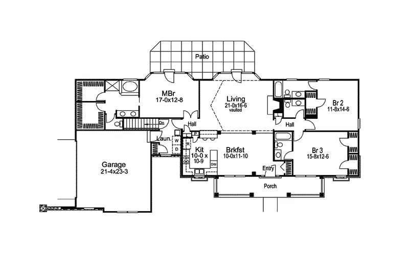 Traditional House Plan First Floor - Cedar Lake Country Home 007D-0118 - Search House Plans and More