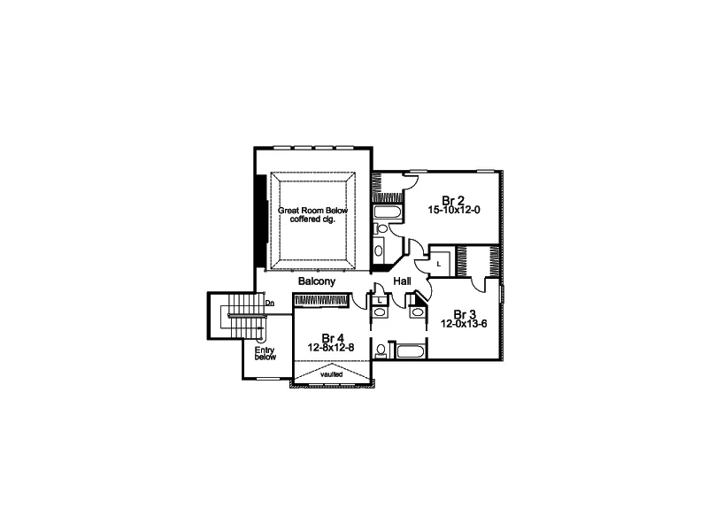 Traditional Home Plan Second Floor 007D-0132