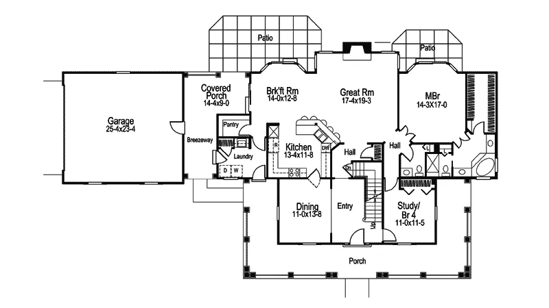 Traditional House Plan First Floor - Westfield Manor Country Home 007D-0147 - Shop House Plans and More