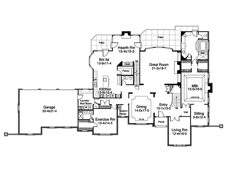 European House Plan First Floor - Mathes Place European Home 007D-0149 - Shop House Plans and More