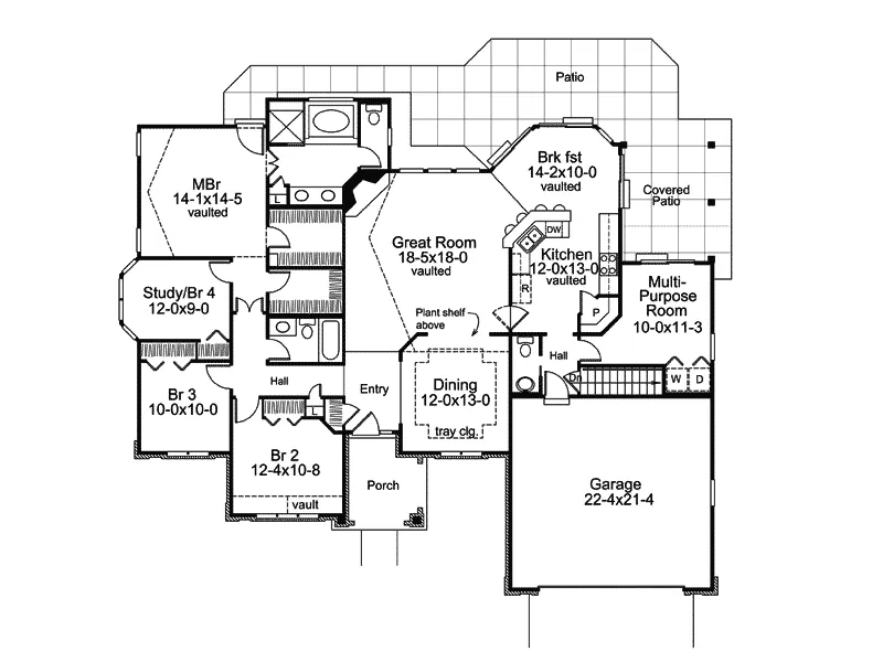 Traditional House Plan First Floor - Westmont Manor Ranch Home 007D-0170 - Shop House Plans and More