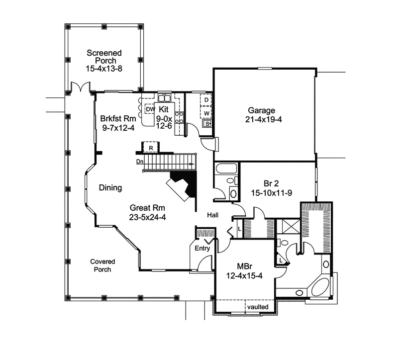 Traditional House Plan First Floor - Corder Hollow Country Home 007D-0172 - Search House Plans and More