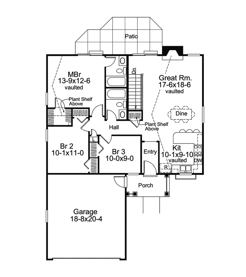 Traditional House Plan First Floor - Mapleville Ranch Home 007D-0177 - Shop House Plans and More