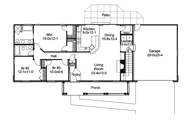 Ranch House Plan First Floor - Carter Creek Country Ranch Home 007D-0192 - Search House Plans and More