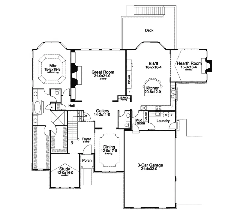 Tudor House Plan First Floor - Westminster Heights Tudor Home 007D-0203 - Shop House Plans and More