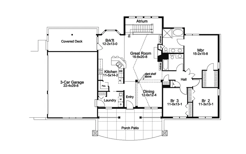 Country House Plan First Floor - Greensaver Atrium Berm Home 007D-0206 - Search House Plans and More