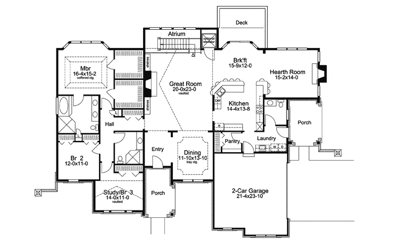 Ranch House Plan First Floor - Cheshire Hills Efficient Home 007D-0207 - Search House Plans and More