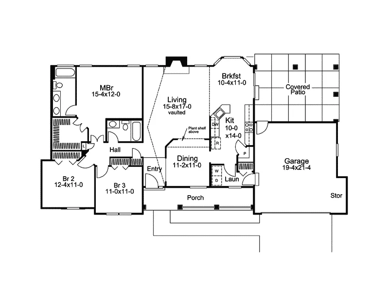Ranch House Plan First Floor - Woodfield Manor Country Home 007D-0212 - Shop House Plans and More