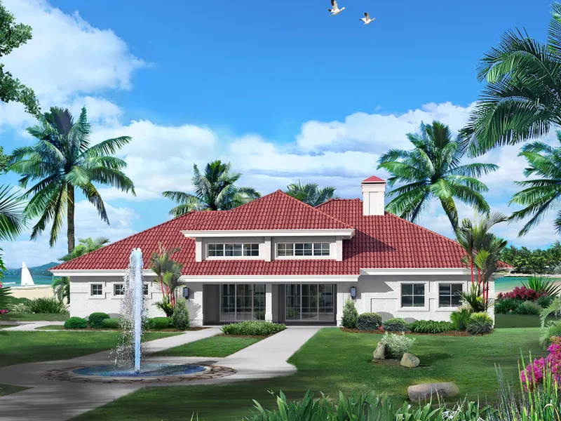 Contemporary House Plan Front of Home - Whitehaven Mediterranean Home 007D-0229 - Shop House Plans and More