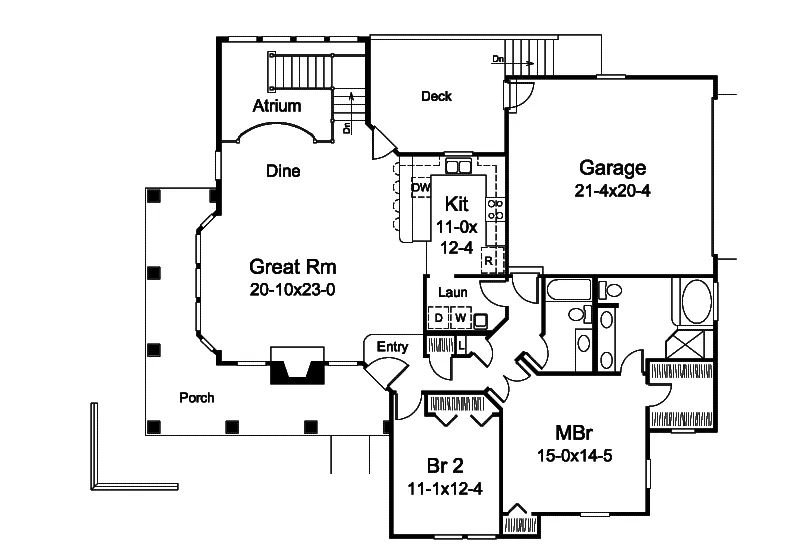 Ranch House Plan First Floor - Marina Bay Sunbelt Atrium Home 007D-0244 - Shop House Plans and More