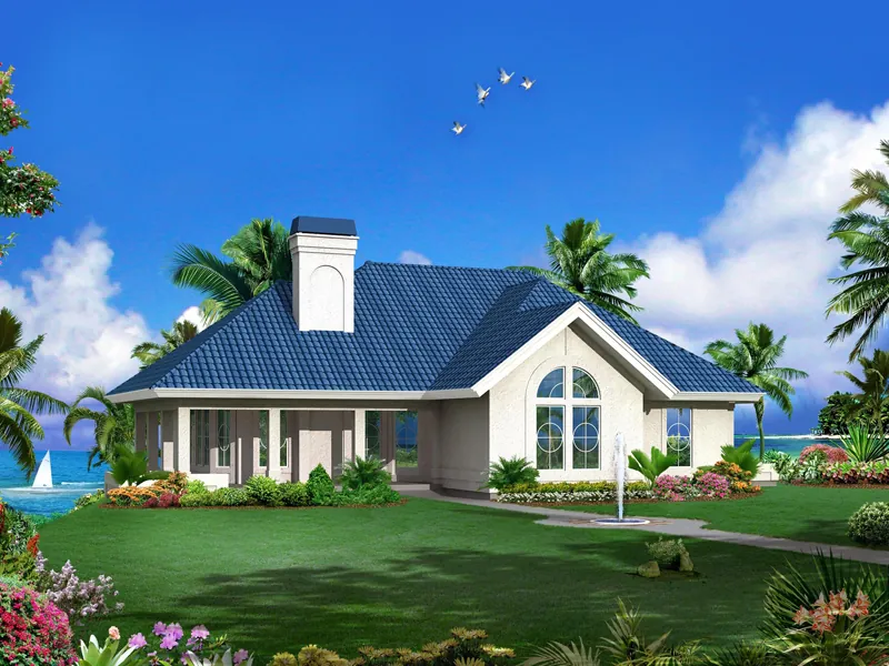 Ranch House Plan Front of Home - Marina Bay Sunbelt Atrium Home 007D-0244 - Shop House Plans and More