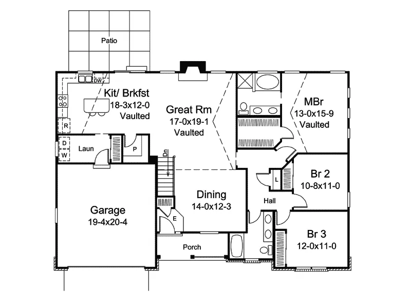 Ranch House Plan First Floor - Craigland Hills Country Home 007D-0249 - Search House Plans and More