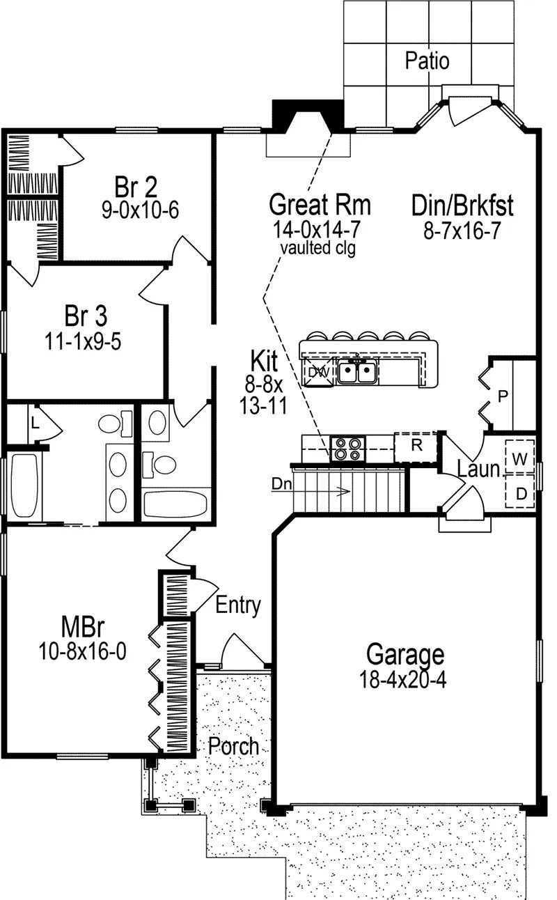 Arts & Crafts House Plan First Floor - Conner Hill 007D-5060 - Search House Plans and More