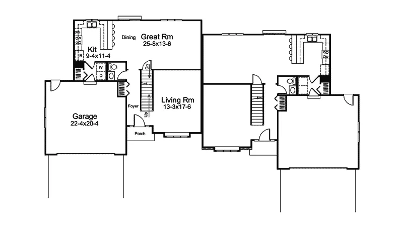 Southern House Plan First Floor - Lakeside Multi-Family Duplex 008D-0032 - Shop House Plans and More