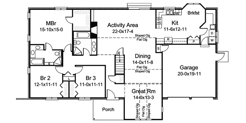 Sunbelt House Plan First Floor - Apollo Sunbelt Ranch Home 008D-0071 - Search House Plans and More