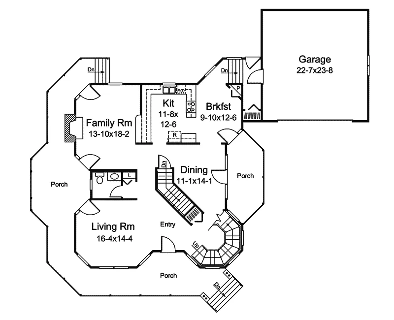 Country Home Plan First Floor 008D-0083