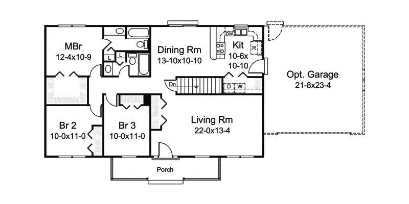 Vacation House Plan First Floor - Chickadance Country Ranch Home 008D-0090 - Search House Plans and More